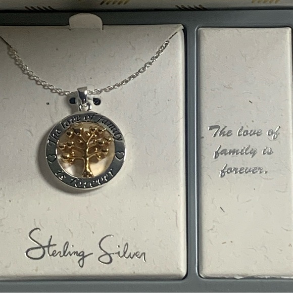 Inspirational Tree Of Life Necklace Two-tone in Sterling Silver Gold Plated - Picture 2 of 4